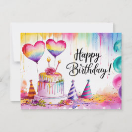 Cartão Postal Postcards Happy Birthday Gateau 04