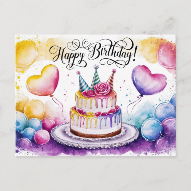 Cartão Postal Postcards Happy Birthday Gateau 05 (Frente)