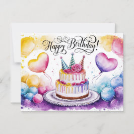 Cartão Postal Postcards Happy Birthday Gateau 05