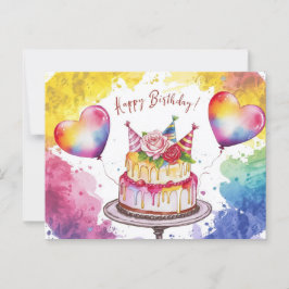 Cartão Postal Postcards Happy Birthday Gateau 06