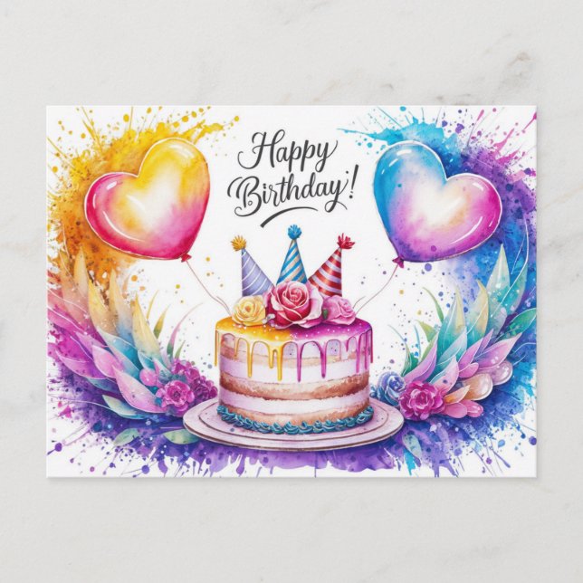 Cartão Postal Postcards Happy Birthday Gateau 07 (Frente)