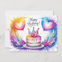 Cartão Postal Postcards Happy Birthday Gateau 07