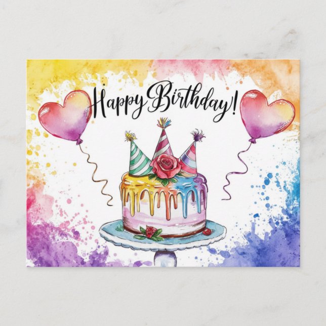 Cartão Postal Postcards Happy Birthday Gateau 08 (Frente)