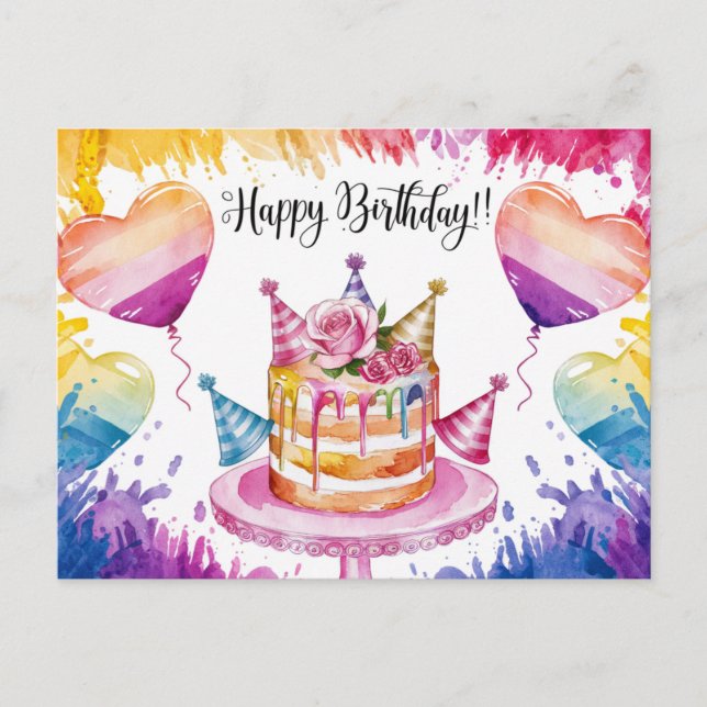 Cartão Postal Postcards Happy Birthday Gateau 09 (Frente)