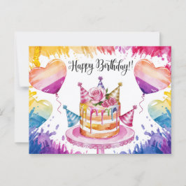Cartão Postal Postcards Happy Birthday Gateau 09