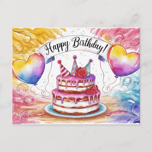 Cartão Postal Postcards Happy Birthday Gateau 10 (Frente)