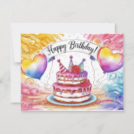 Cartão Postal Postcards Happy Birthday Gateau 10