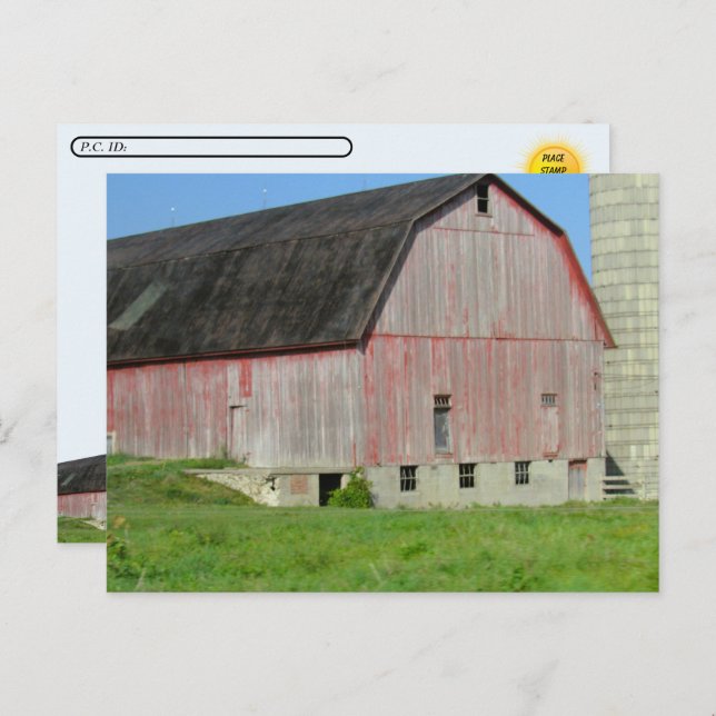 Cartão Postal Postcross - Antigo Red Barn e Silo Postcard (Frente/Verso)