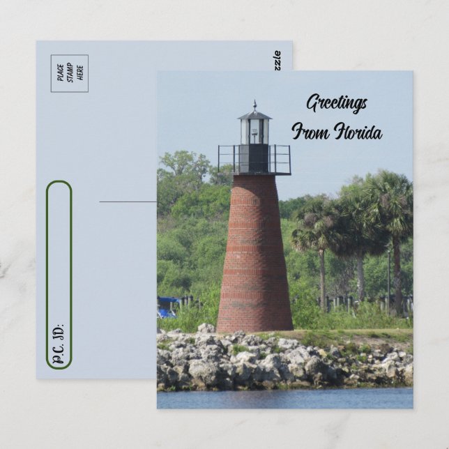 Cartão Postal Postcross Lighthouse Lake Tohopekaliga Florida (Frente/Verso)