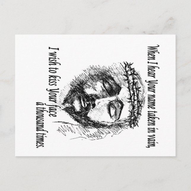 Cartão Postal Poste a placa com Cristo e dizendo. (Frente)