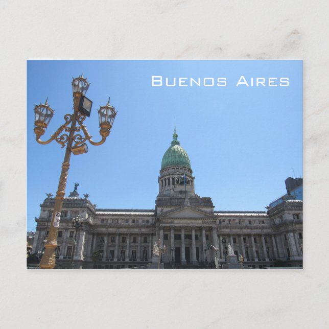 Cartão Postal poste de iluminação do congreso de buenos aires (Frente)