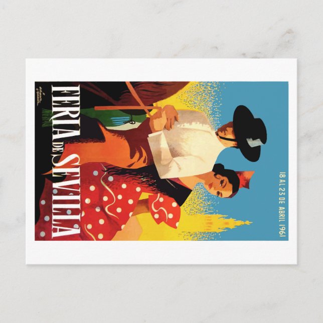 Cartão Postal Poster 1961 justo de Sevilha abril da espanha (Frente)