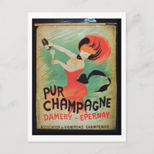 Cartão Postal Poster anunciando 'Pur Champagne', de Damery, E