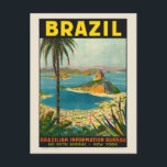 Cartão Postal Poster Brasil 1940<br><div class="desc">Viagens vintage do Brasil mostrando o Rio de Janeiro. Publicado em 1940. Observe que nossos posters são reproduções de alta qualidade baseadas em exames profissionais de alta resolução dos originais. Nosso processo de retoque manual não envolve o uso de filtros que removem qualquer detalhe ou textura original que você verá...</div>