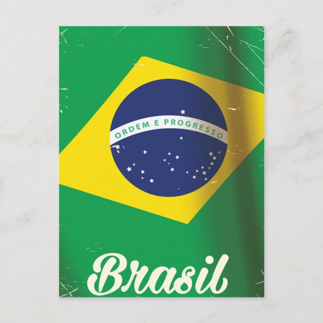 Cartão Postal Poster da bandeira nacional do Brasil (Frente)