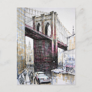 Cartão Postal Pôster da Brooklyn Bridge, EUA