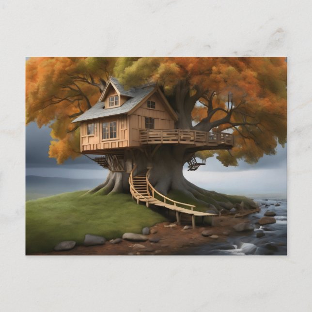 Cartão Postal Poster da casa da árvore redonda (Frente)