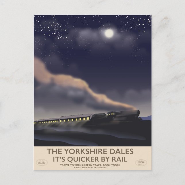 Cartão Postal Poster da ferrovia Yorkshire Dales (Frente)