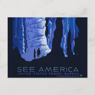 Cartão Postal Poster da Viagens vintage da Caverna de Viagem
