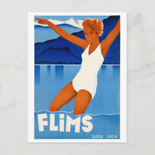 Cartão Postal Poster da Viagens vintage de Suiça de de de Flims