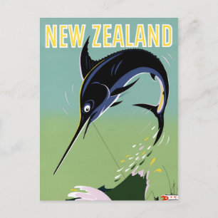 Cartão Postal Poster das viagens vintage de Nova Zelândia