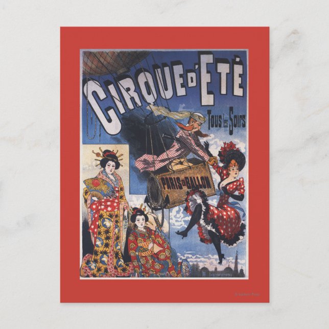 Cartão Postal Poster de Balões de Ar Quente e Mulheres Japonesas (Frente)