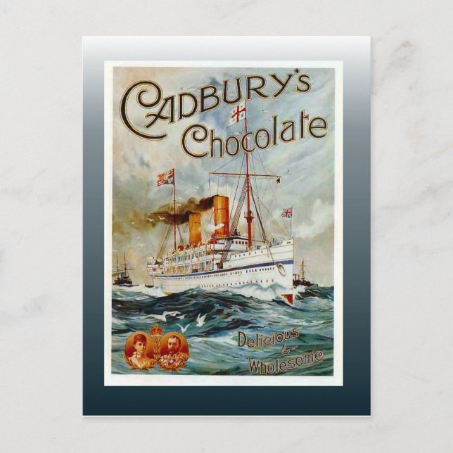 Cartão Postal Poster de chocolate Vintage, Chocolate Cadbury (Frente)