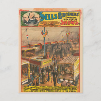 Cartão Postal Poster De Circo De Animais Na Exposição Em Tent