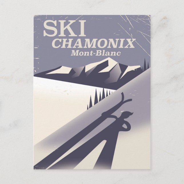 Cartão Postal Poster de Esqui Chamonix-Mont-Blanc (Frente)