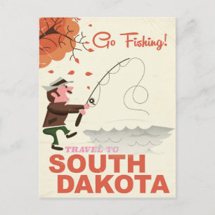 Cartão Postal Poster de férias de pesca de vinhedo de Dakota do