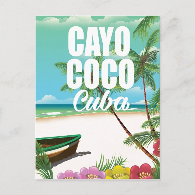 Cartão Postal Poster de férias de praia em Cayo Coco (Frente)