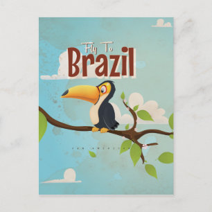 Cartão Postal Poster de Fly to Brazil vintage Vacage