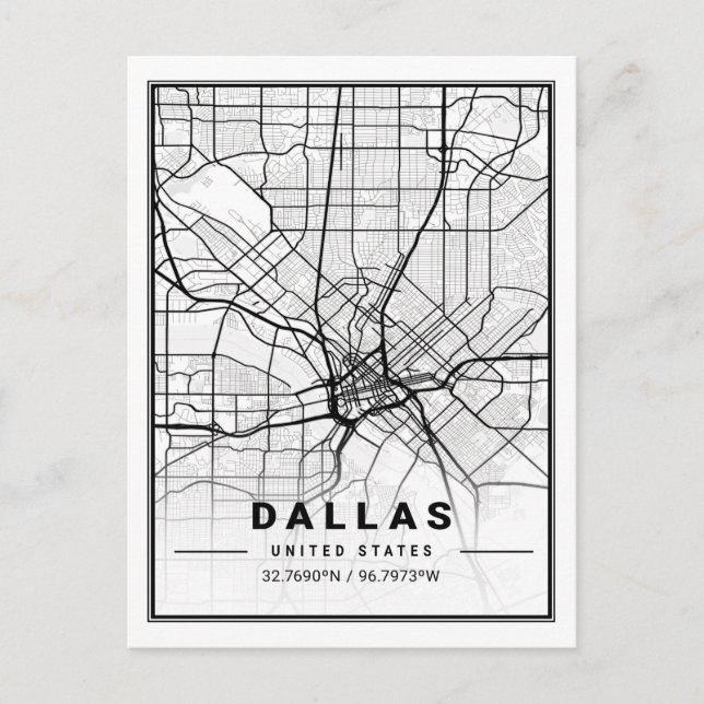 Cartão Postal Poster de Mapa de Cidade Viagem do Texas EUA (Frente)