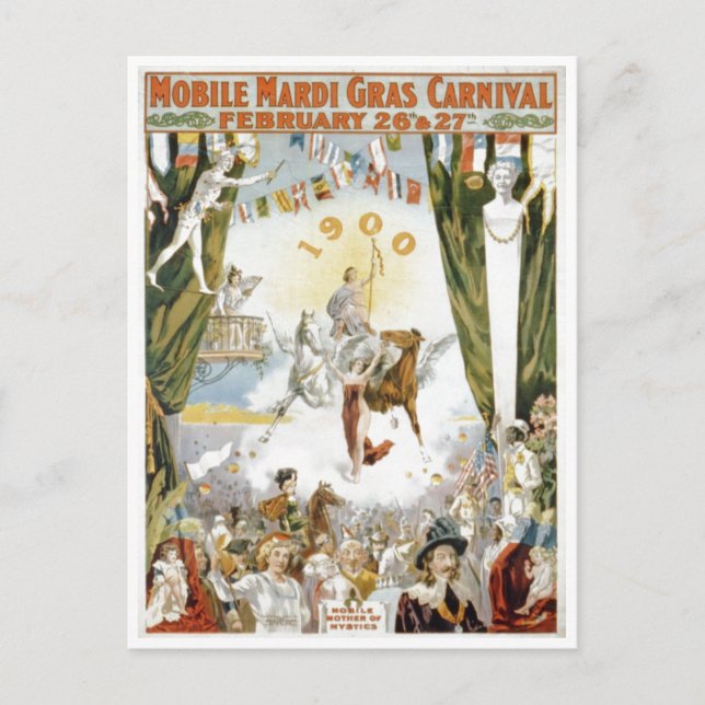 Cartão Postal Poster de Mobile Mardi Gras1900 (Frente)