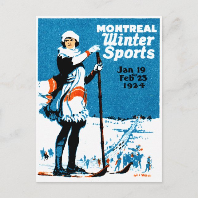 Cartão Postal poster de Montreal Winter Sports de 1924 (Frente)
