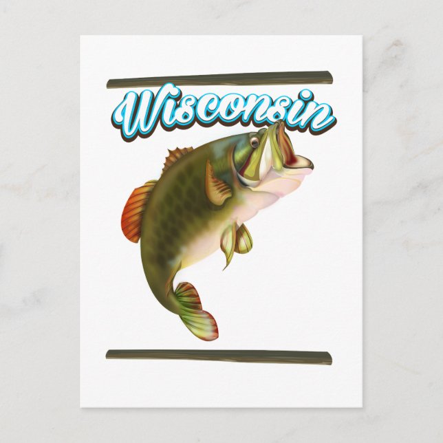 Cartão Postal Poster de pesca de Wisconsin (Frente)