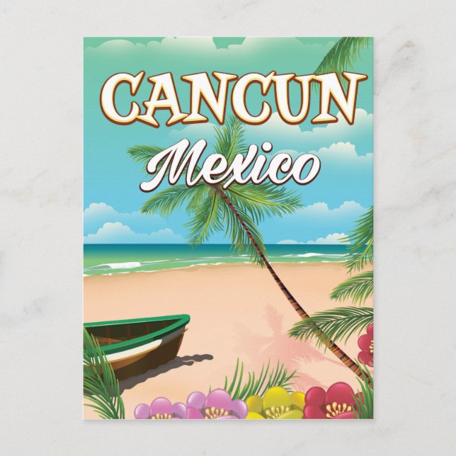 Cartão Postal Poster de praia de Cancun México (Frente)