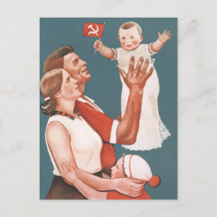 Cartão Postal Poster de propaganda da família soviética