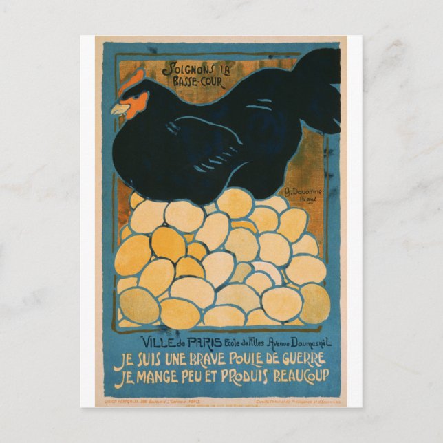 Cartão Postal Poster de Propaganda da Guerra Francesa - Bom Hen (Frente)