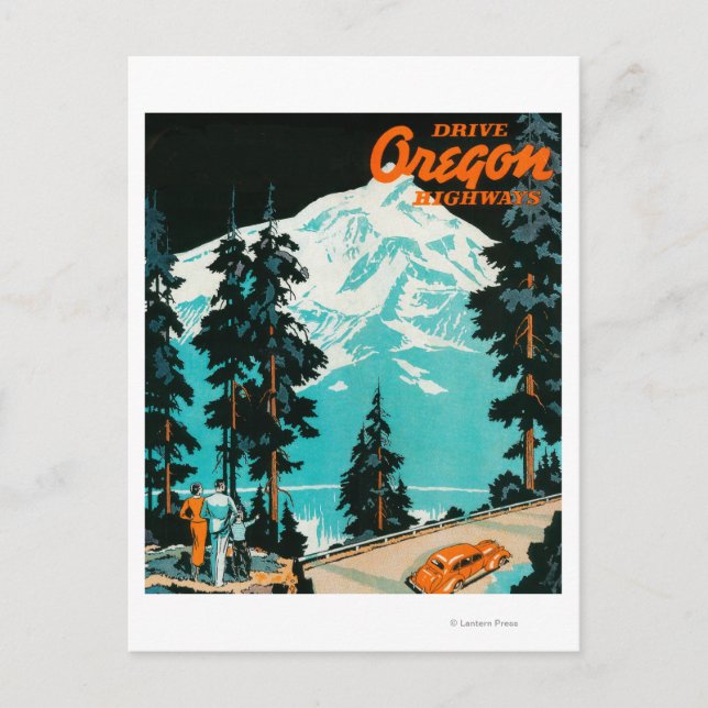 Cartão Postal Poster de propaganda em autoestradas do Oregon (Frente)