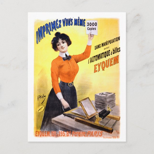 Cartão Postal Poster de publicidade em francês no idioma virtual (Frente)