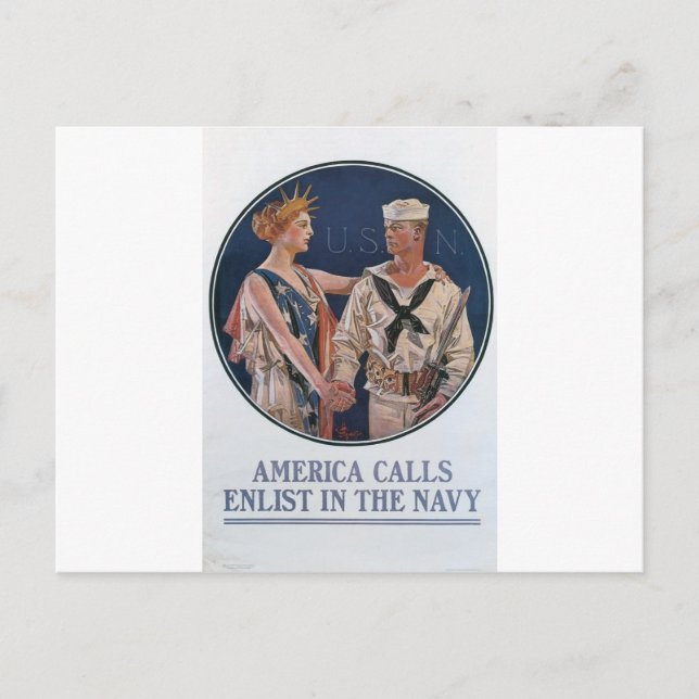 Cartão Postal Poster de Recrutamento do Marinho Antigo por volta (Frente)