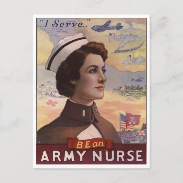 Cartão Postal Poster de Recrutamento Militar WI — Mulheres (Frente)