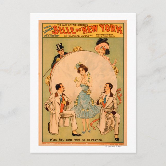 Cartão Postal poster de Teatro Musical "Belle of New York" (Frente)