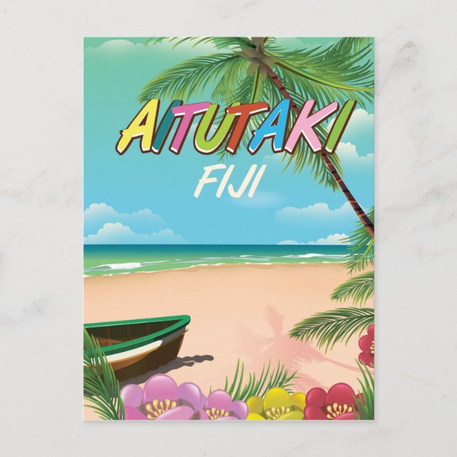 Cartão Postal Poster de viagens Aitutaki Air (Frente)