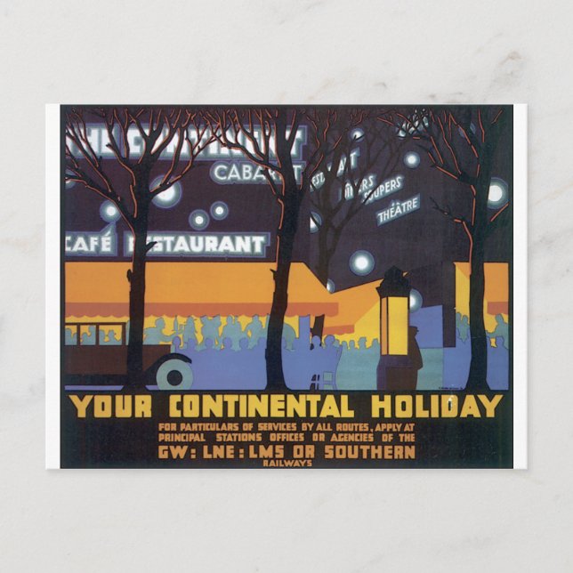 Cartão Postal Poster de viagens antigo (Frente)
