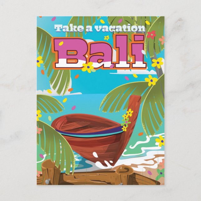 Cartão Postal Poster de viagens Bali. (Frente)