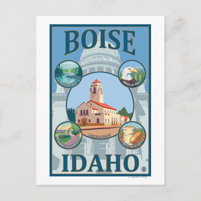 Cartão Postal Poster de viagens Boise, IdahoScenic (Frente)