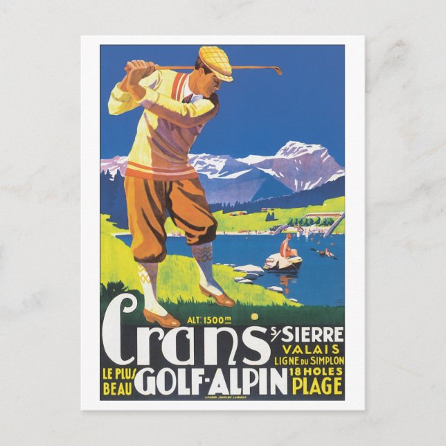 Cartão Postal Poster de viagens Crans Golf Alpin (Frente)