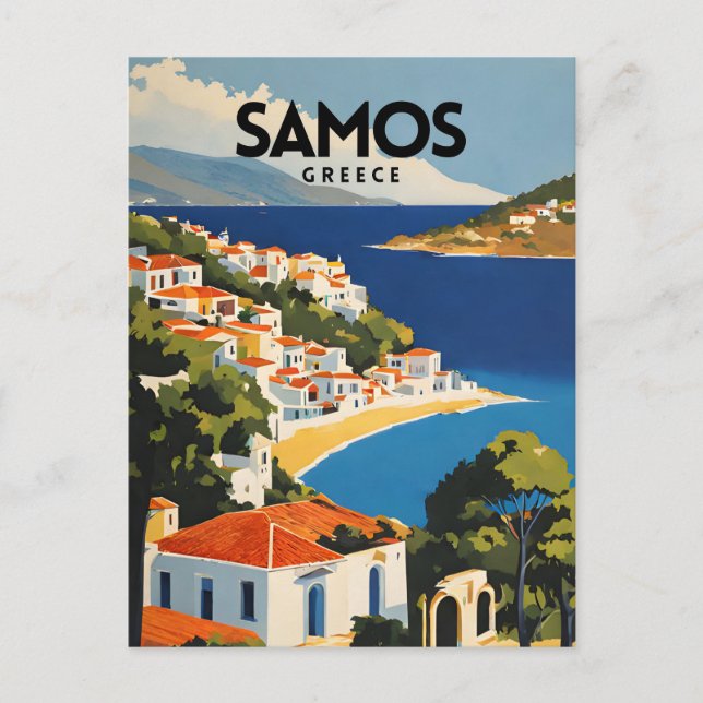 Cartão Postal Poster de viagens da Grécia Samos (Frente)